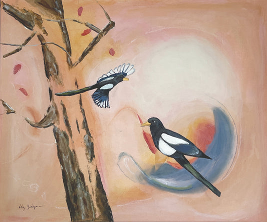 Yellow Billed Magpies Two