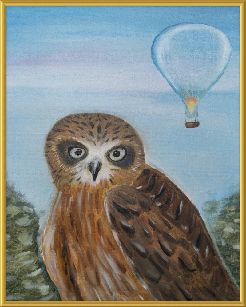 Owl and Cool Air Balloon Art Print