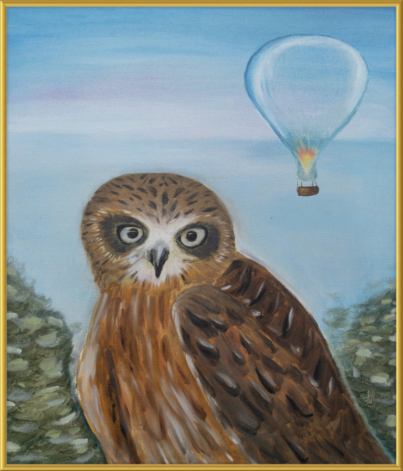 Owl and Cool Air Balloon Art Print