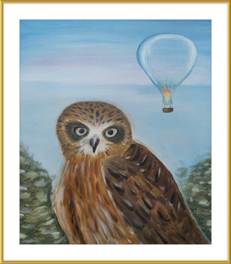 Owl and Cool Air Balloon Art Print