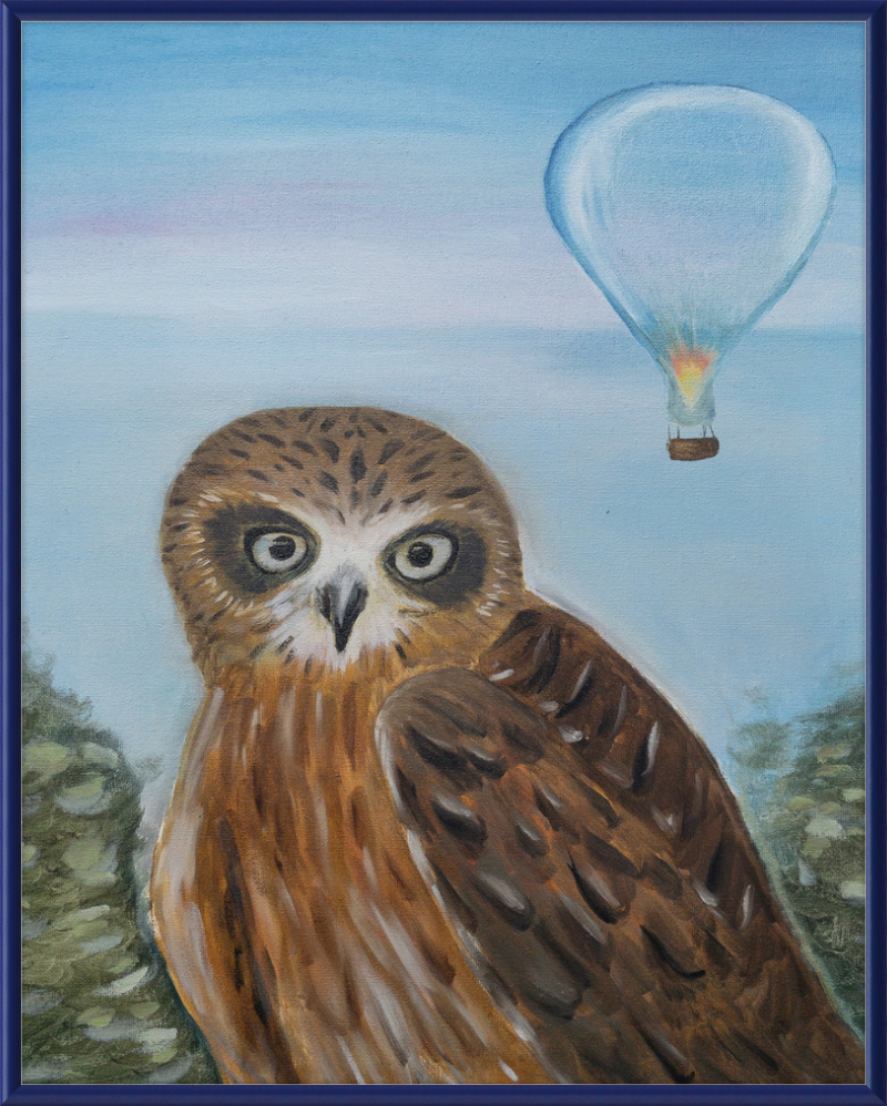 Owl and Cool Air Balloon Art Print