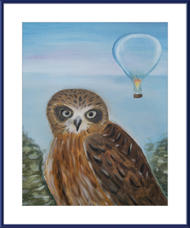 Owl and Cool Air Balloon Art Print