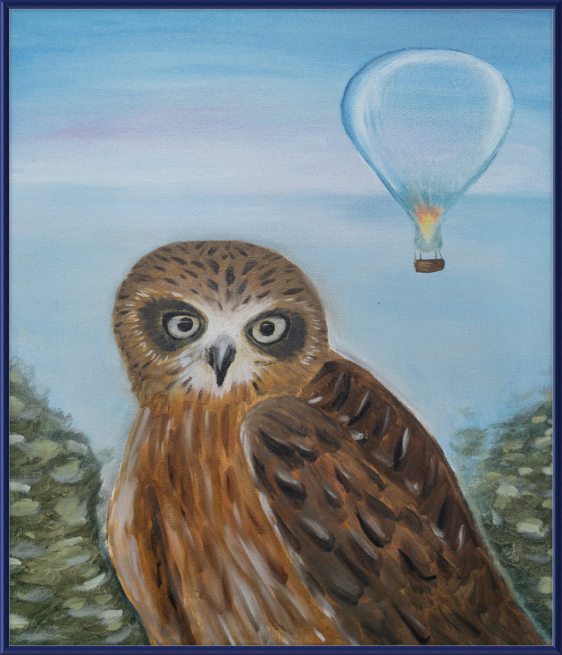 Owl and Cool Air Balloon Art Print