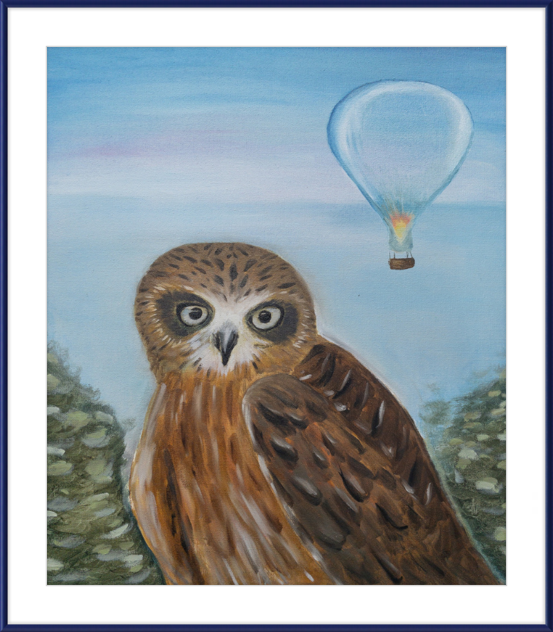 Owl and Cool Air Balloon Art Print