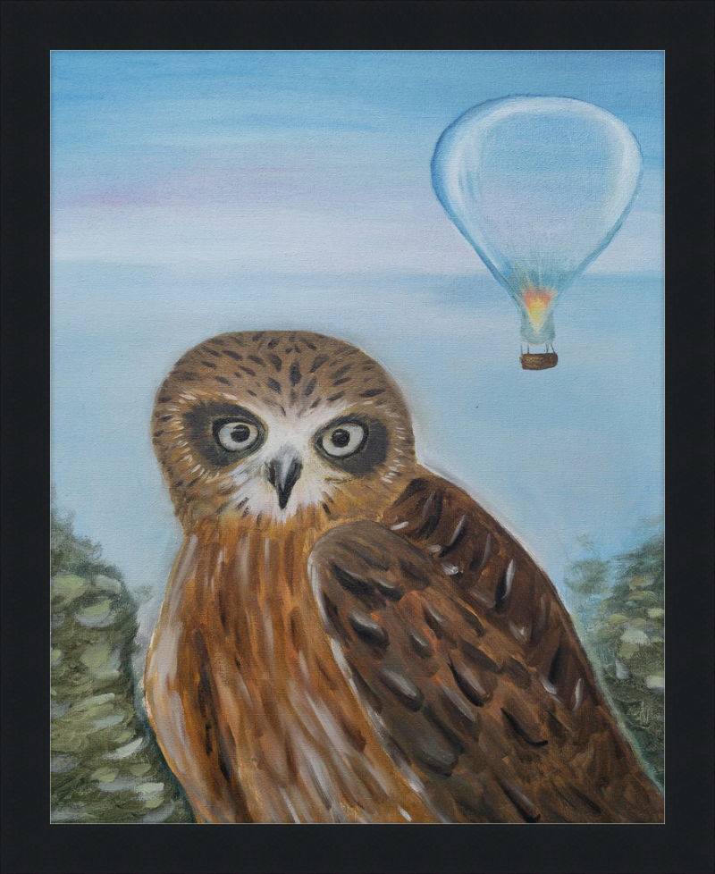 Owl and Cool Air Balloon Art Print