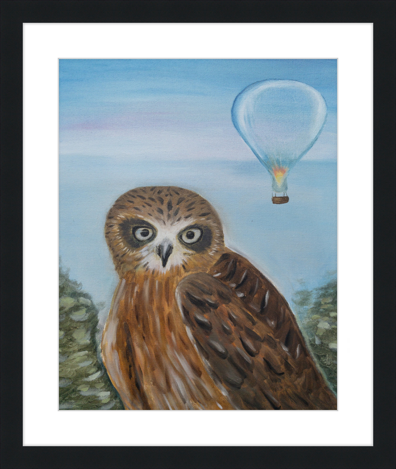 Owl and Cool Air Balloon Art Print