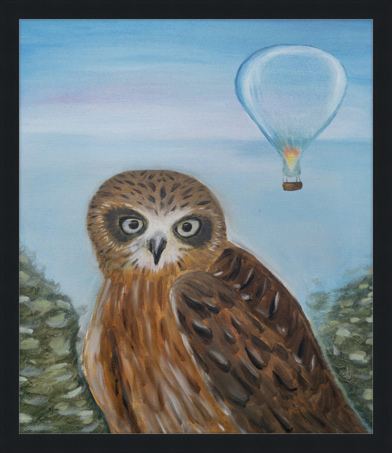 Owl and Cool Air Balloon Art Print