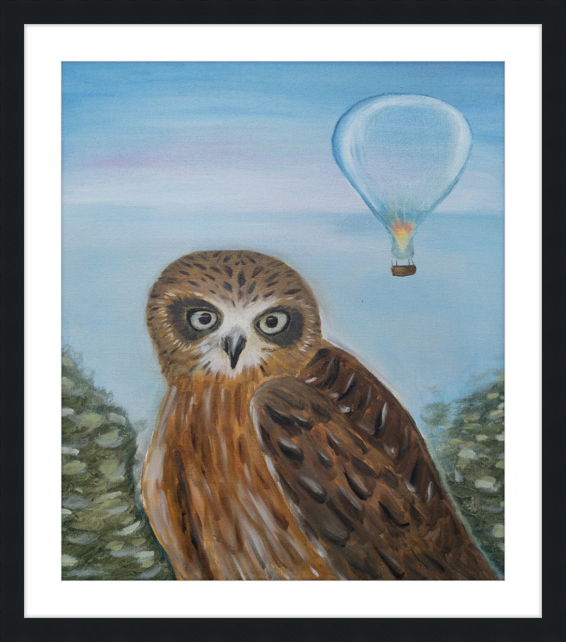Owl and Cool Air Balloon Art Print