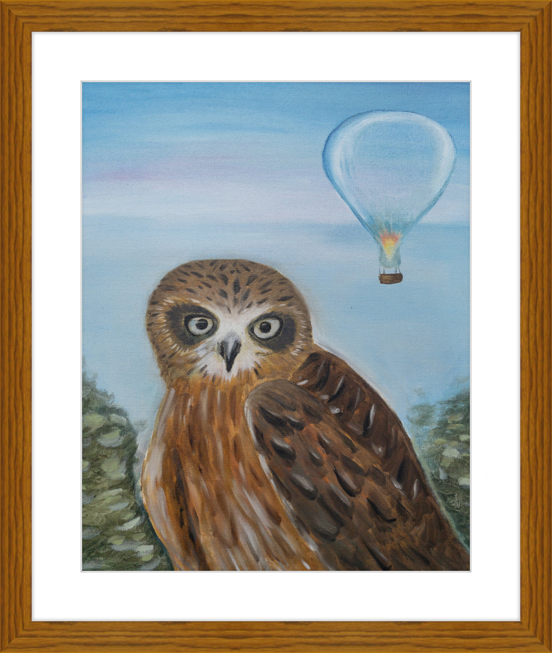 Owl and Cool Air Balloon Art Print
