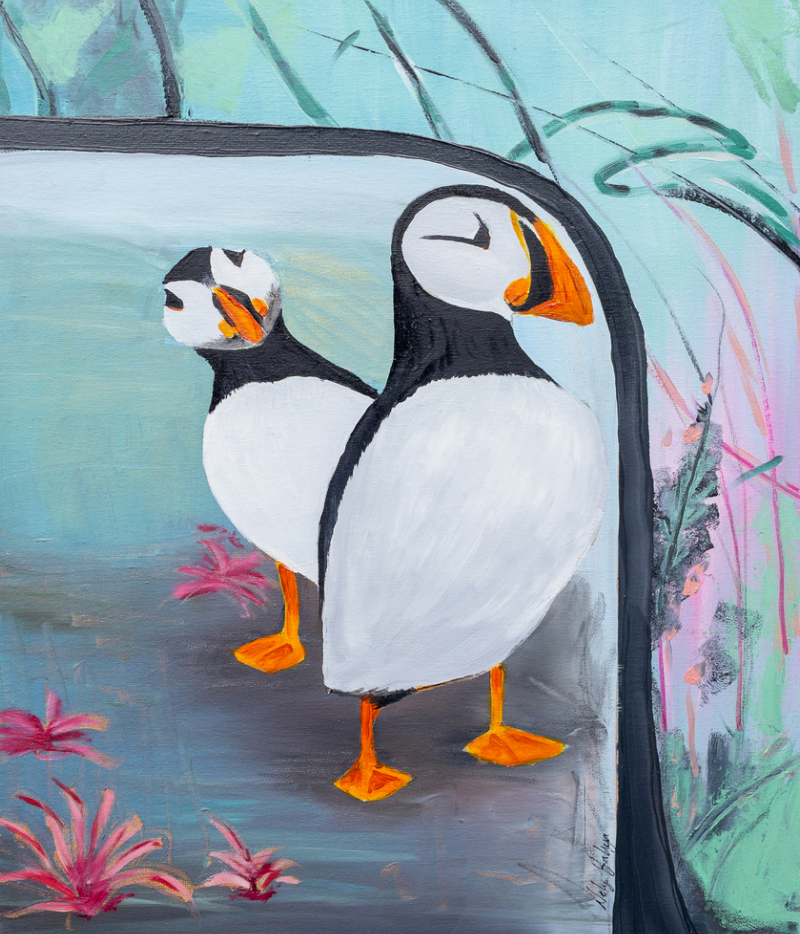 Curious Puffins Art Print