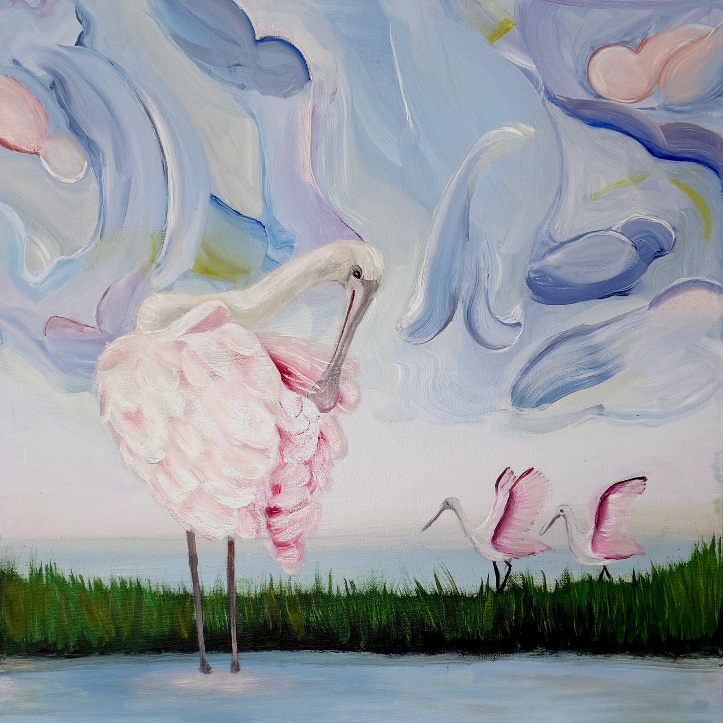 Three Roseate Spoonbill