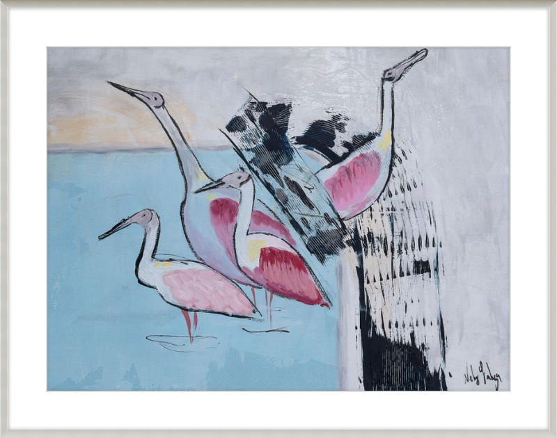 Three Roseate Spoonbills Art Print