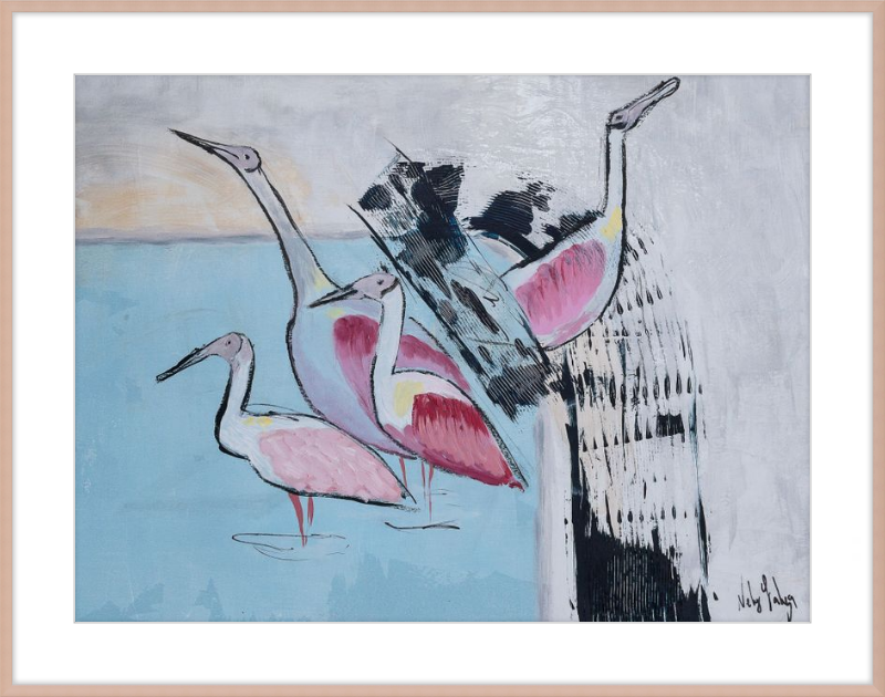 Three Roseate Spoonbills Art Print