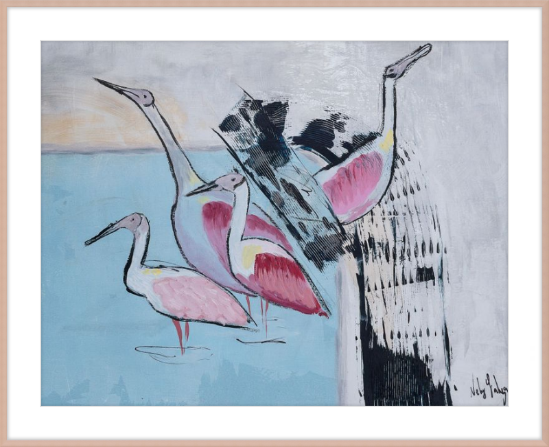 Three Roseate Spoonbills Art Print