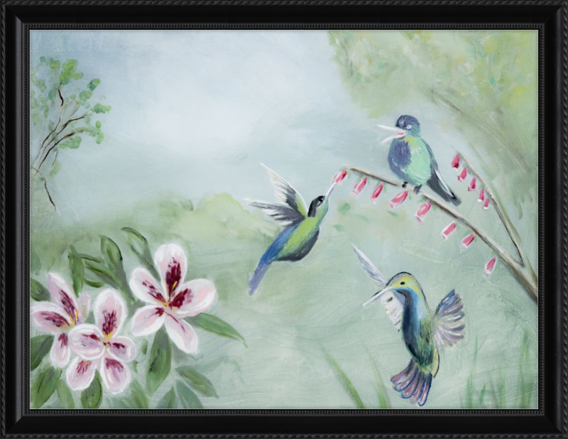 Humming Birds Green Art Print