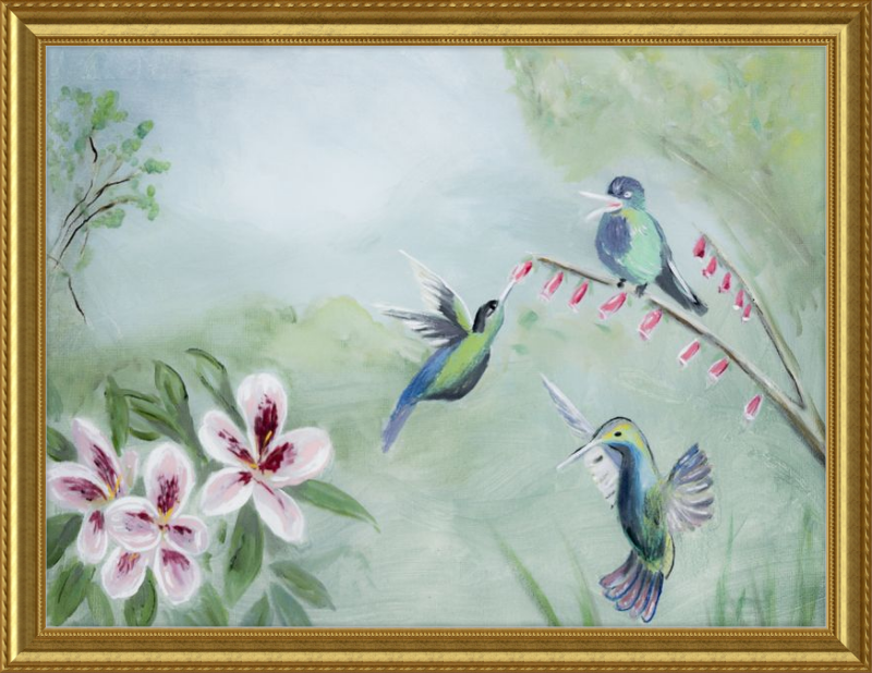 Humming Birds Green Art Print