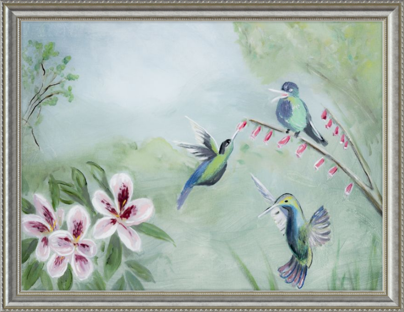 Humming Birds Green Art Print