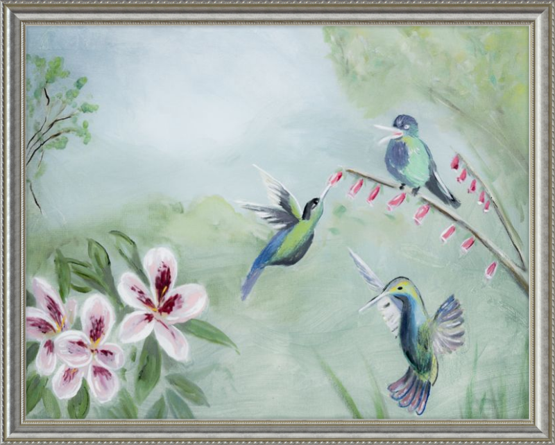 Humming Birds Green Art Print