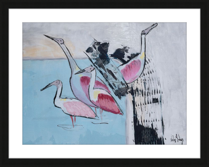 Three Roseate Spoonbills Art Print