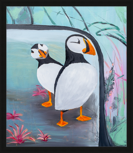 Curious Puffins Art Print