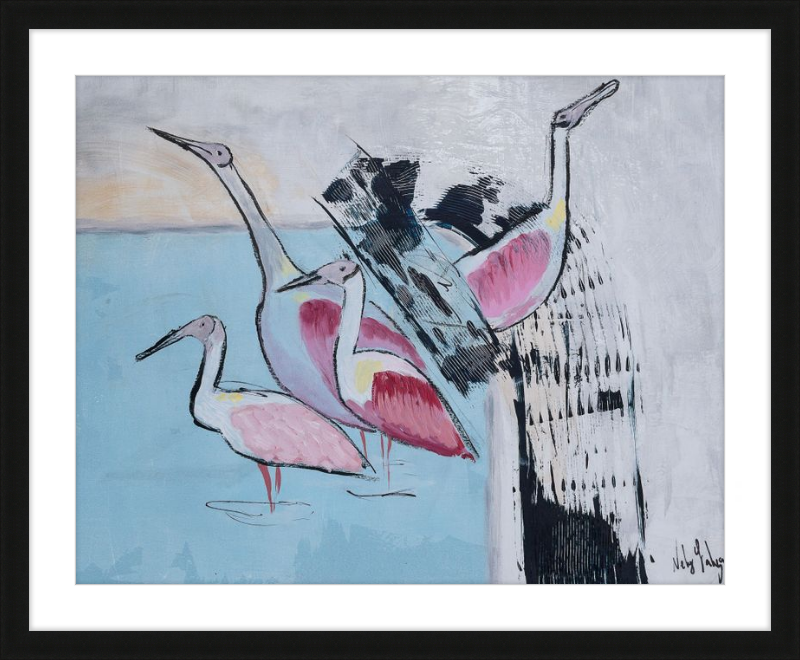 Three Roseate Spoonbills Art Print