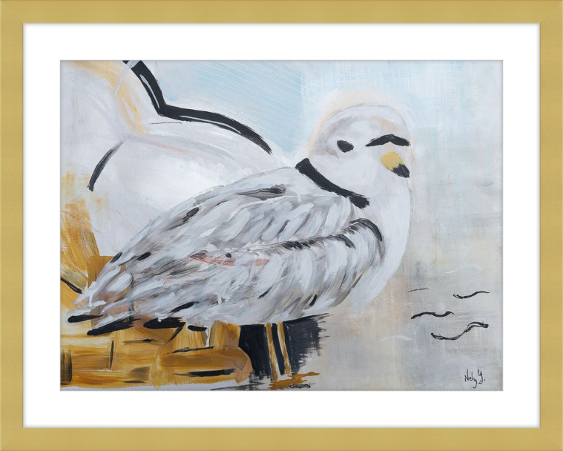 Piping Plover art print on wood frame