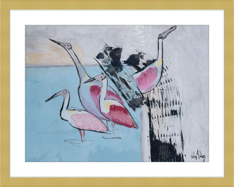 Three Roseate Spoonbills Art Print