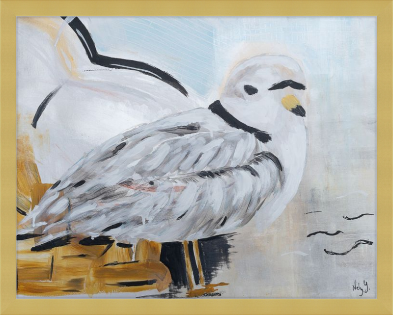 Piping Plover art print on wood frame