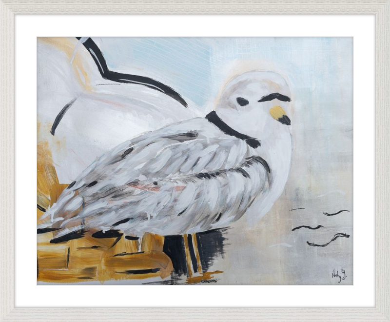 Piping Plover art print on wood frame