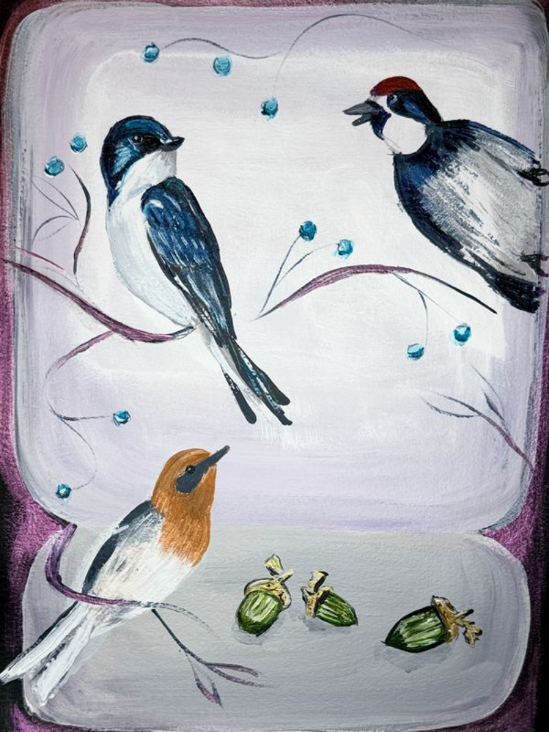 Festive North American Birds Art Print